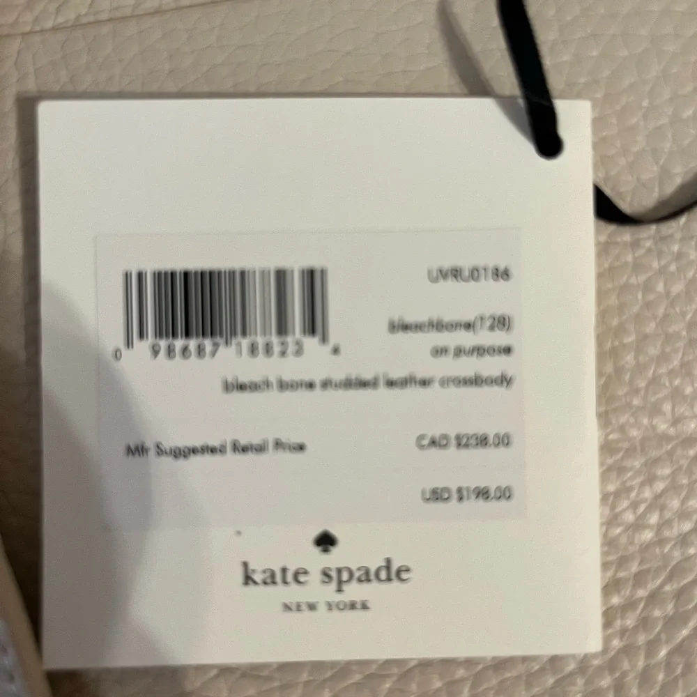 KATE SPADE ♠️ UNISEX ON PURPOSE STUDDED LEATHER CROSSBODY IN BEACHBONE NWT - Picture 9 of 10